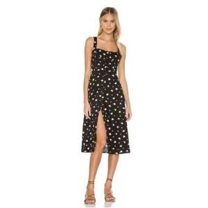 WeWoreWhat Women's Harper Floral Print Midi Dress in Black Multi Large MSRP $245
